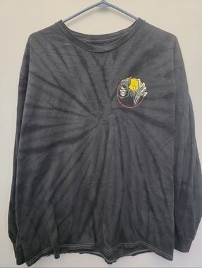 Spirit Halloween Grim Reaper Long Sleeve Tee - Black/Grey Tie Dye Graphic Shirt
